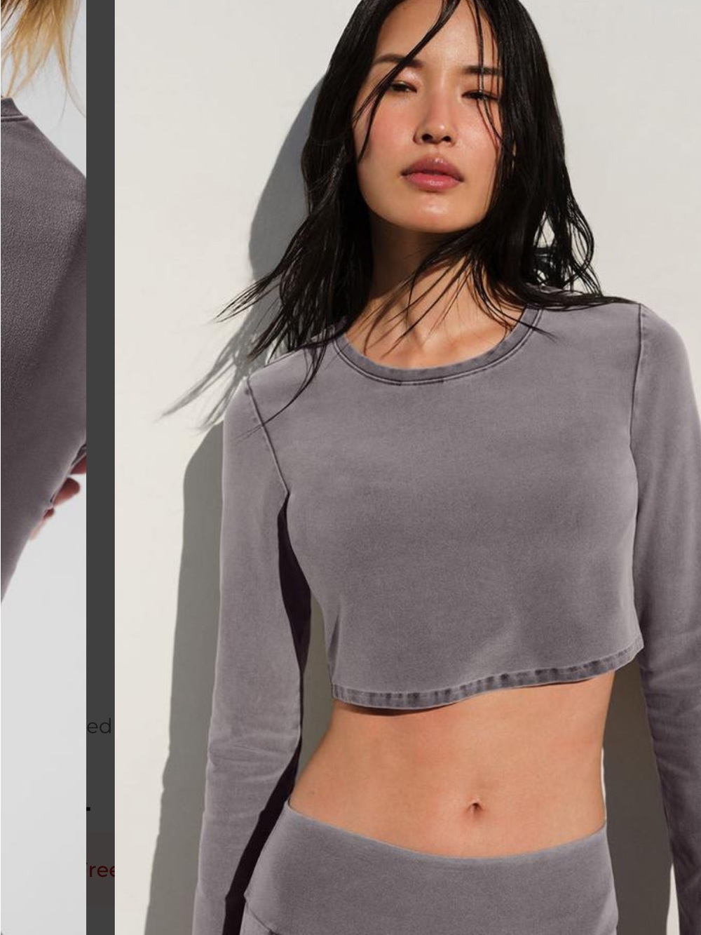 ALO Yoga Washed AloSoft Cool Grey Leggings + Long Sleeve Set - Like New! - Picture 3 of 10